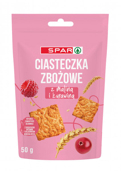 Ciasteczka Spar zbożowe z maliną i żurawiną