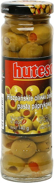 Oliwki Hutesa zielone hiszpańskie z pastą paprykową słoik