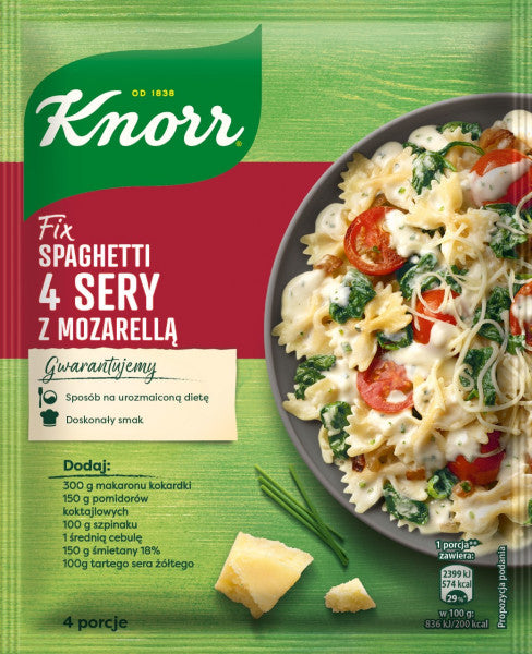 Knorr Fix makaron kremowe 4 sery z mozzarellą 45 g