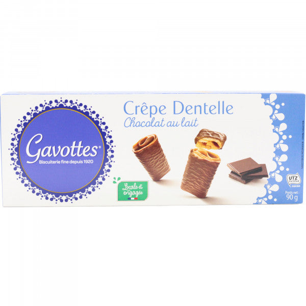 Ciastka dentelle naleśniki z mleczną czekoladą w czekoladzie