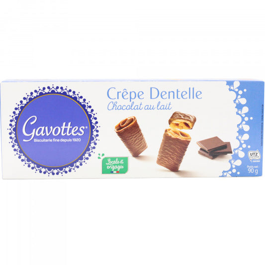 Ciastka dentelle naleśniki z mleczną czekoladą w czekoladzie