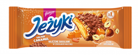 Jeżyki Herbatniki najeżone bakaliami w czekoladzie mlecznej słony karmel 140 g