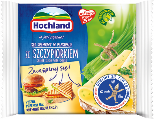 Hochland Ser kremowy w plastrach ze szczypiorkiem 130 g