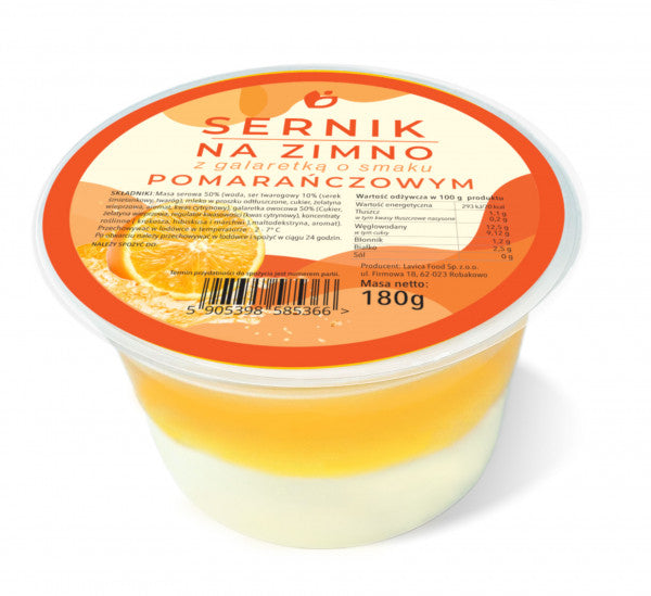 Sernik na zimno Lavica Food z galaretką pomarańczową