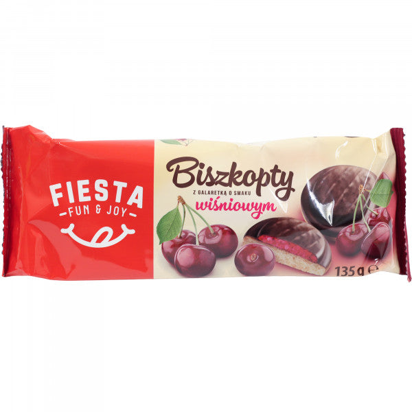 Biszkopty Fiesta z galaretką wiśniową