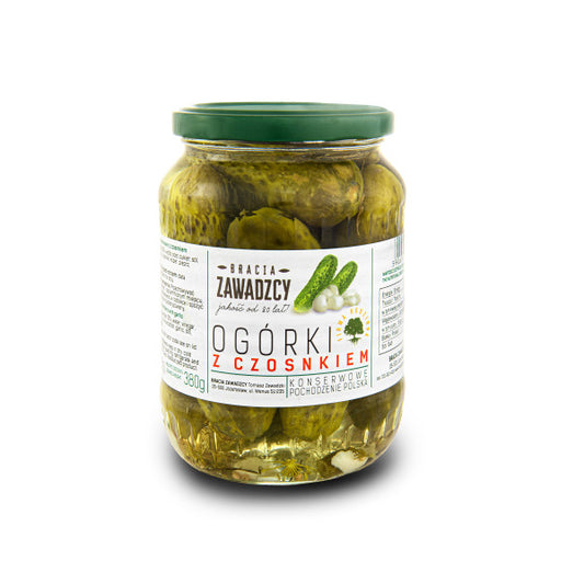 Ogórki Bracia Zawadzcy konserwowe z czosnkiem słoik