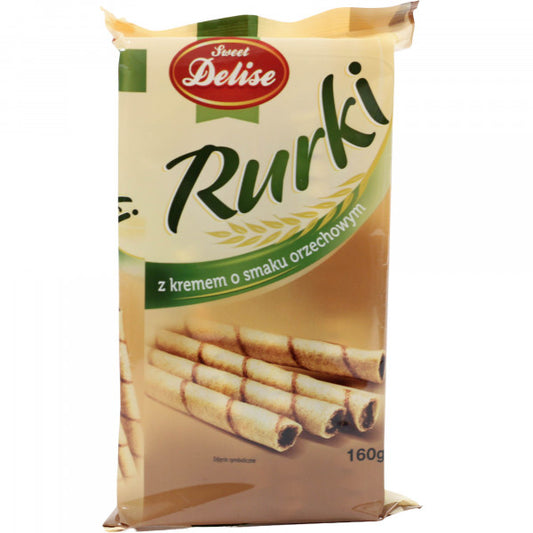 Ciastka Sweet Delise rurki waflowe z nadzieniem orzechowym