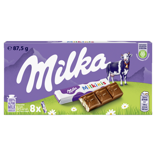 Milka Czekolada mleczna z mleka alpejskiego z nadzieniem mlecznym 87,5 g (8 sztuk)