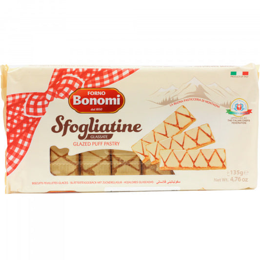 Bonomi Kruche ciasteczka z ciasta francuskiego z polewą 135g